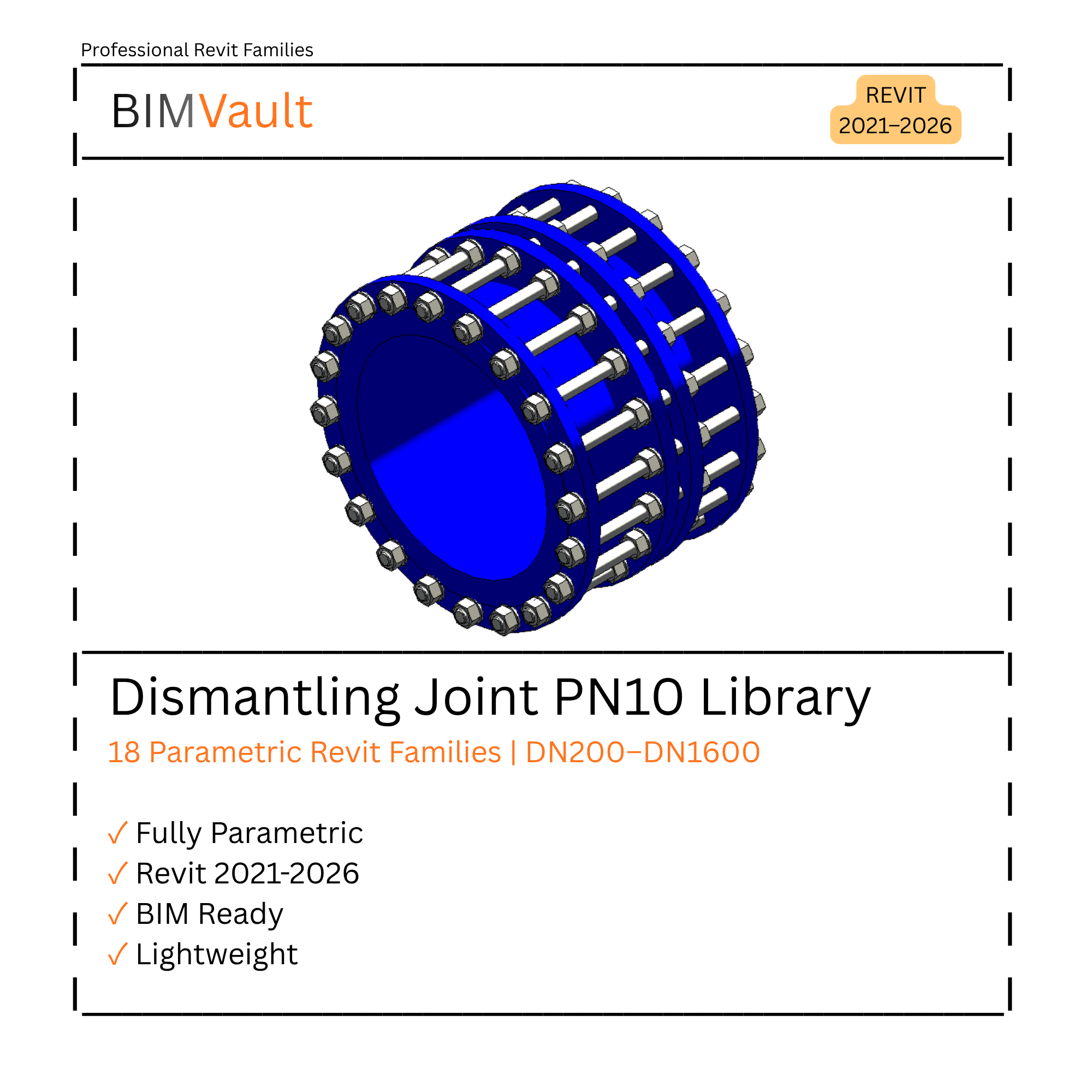 Dismantling Joint PN10 Library | Revit Families | DN100–DN1400