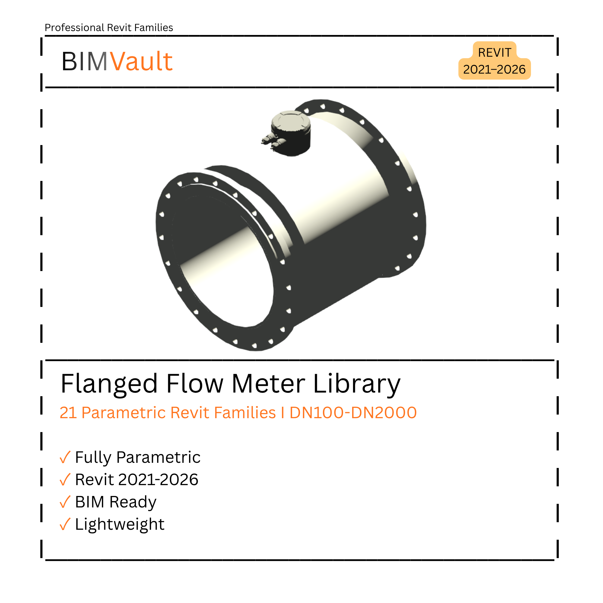 Flanged Flow Meter Library | Revit Families | DN100–DN2000