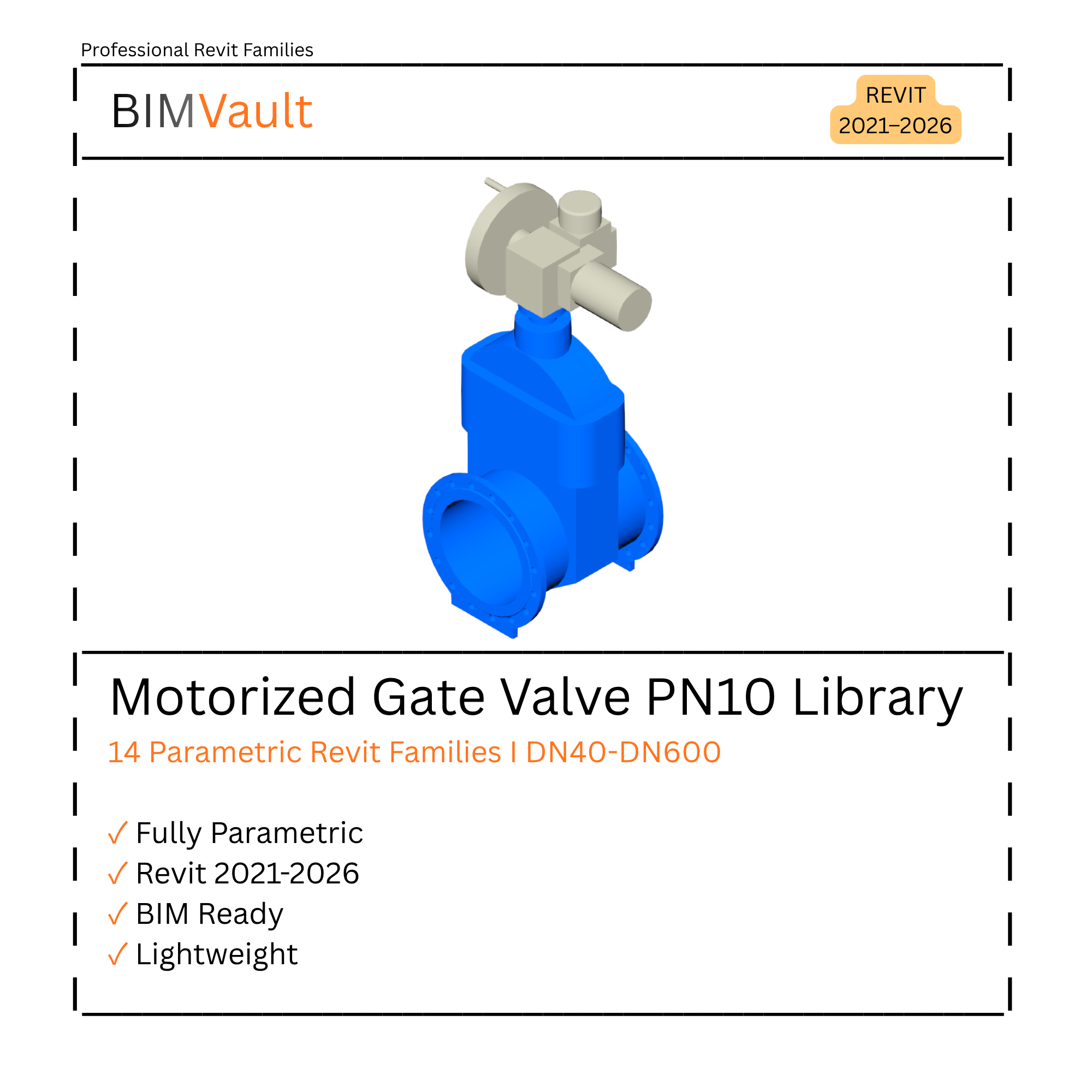 Motorized Gate Valve PN10 Library | Revit Families | DN40–DN600